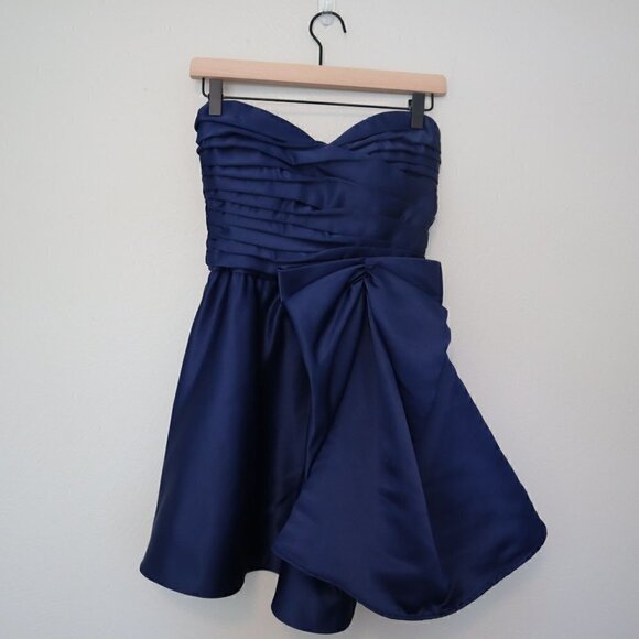 Allen Schwartz Prive Blue Puffy Strapless Party Dress Size 2 - Picture 1 of 7